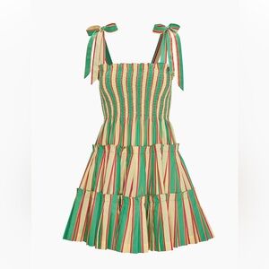 NWT Hill House Ribbon Charlotte Nap Dress Smocked w/ Ruffled Tier Pleats Size L